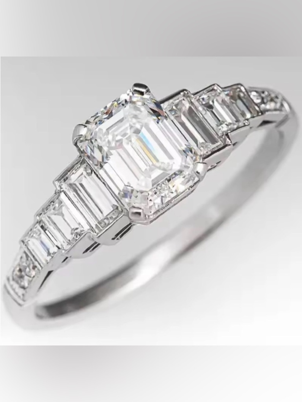 Silver CZ  Stone Three-Stone Engagement Ring  Clear Size 7
